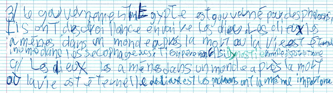 écriture de Luka avant rééducation