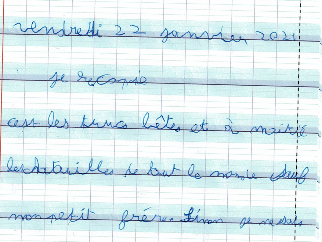 Ecriture de Lenny après 4 séances