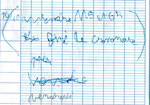 écriture de Lenny avant rééducation